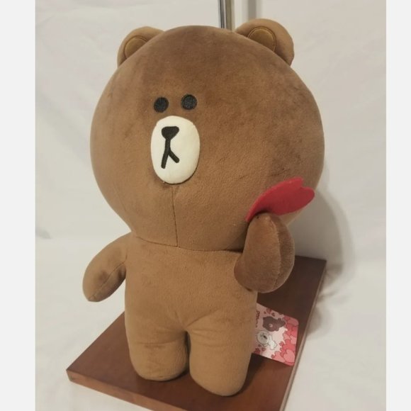 16" Line Friend Licensed Brown Bear Plushie With Red Heart Valentine New Tag - Picture 2 of 8